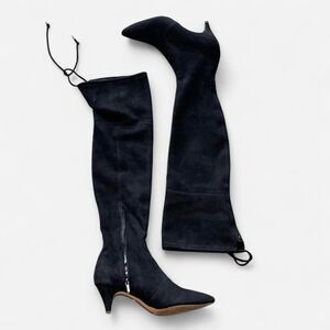 Women's Black Over-the-Knee Kitten Heel Boots